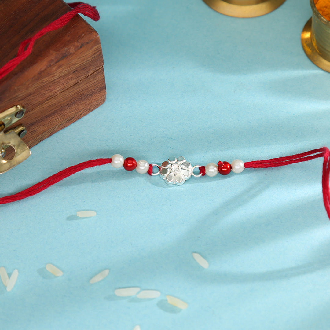Floral Silver Rakhi