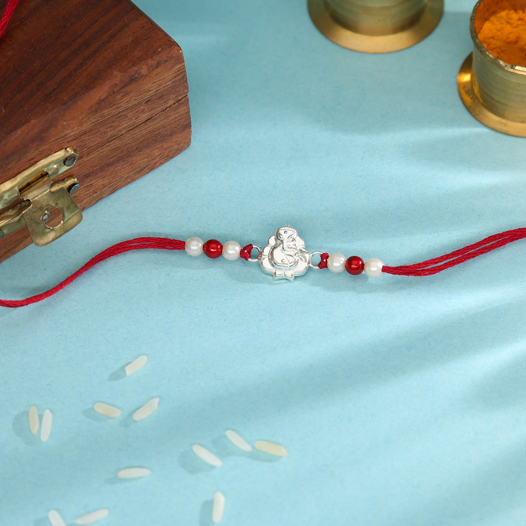 Ganesh Raksha Silver Rakhi