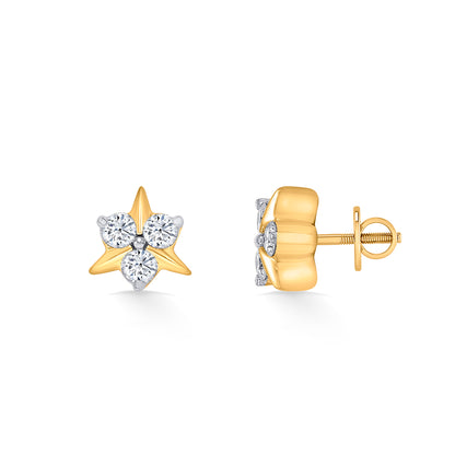 Frostflower Gold & Diamond Stud Earring For Women