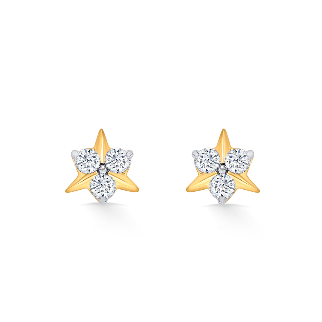 Frostflower Gold & Diamond Stud Earring For Women