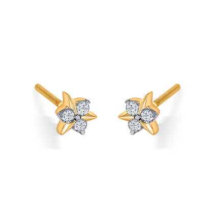 Frostflower Gold & Diamond Stud Earring For Women