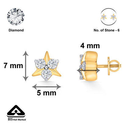 Frostflower Gold & Diamond Stud Earring For Women