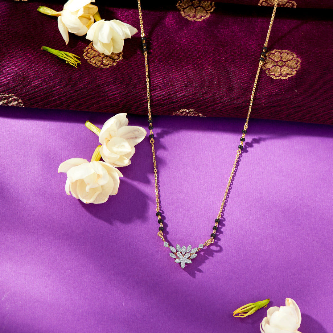 Flora's Touch Gold & Diamond Modern Mangalsutra For Women