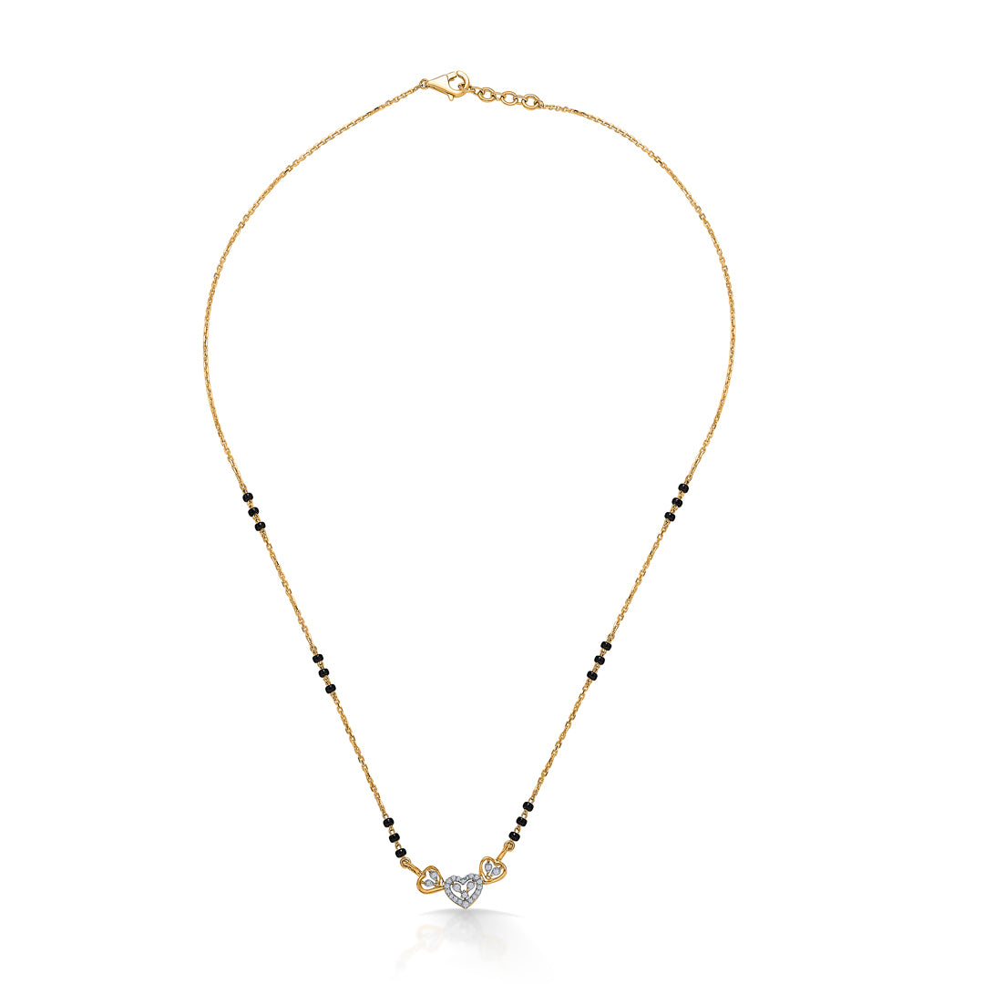 Bonded Hearts Gold & Diamond Modern Mangalsutra For Women