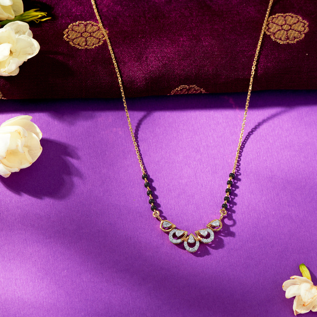Bonded Hearts Gold & Diamond Modern Mangalsutra For Women