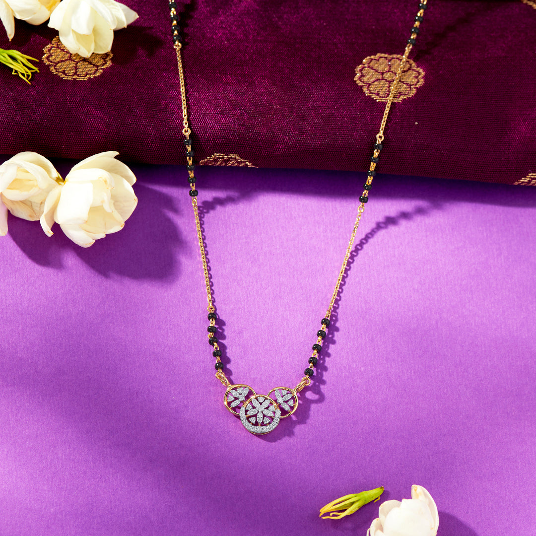 Sparkle Trio Gold & Diamond Modern Mangalsutra For Women