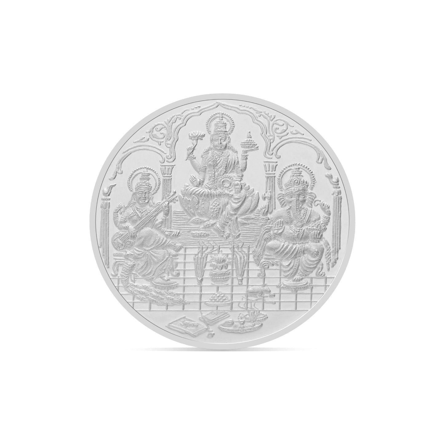 50 gms silver trimurti coin