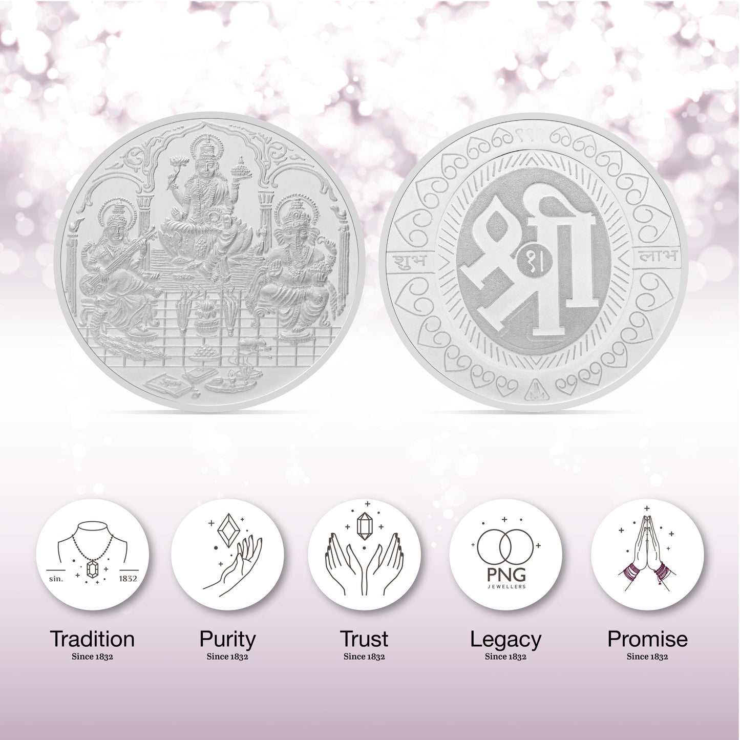 5 gms silver trimurti coin