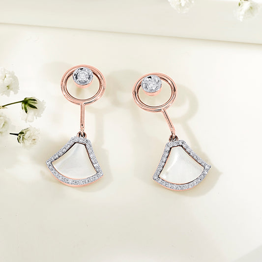 Opal Grace Rose Gold Dangler Diamond Earring For Woman