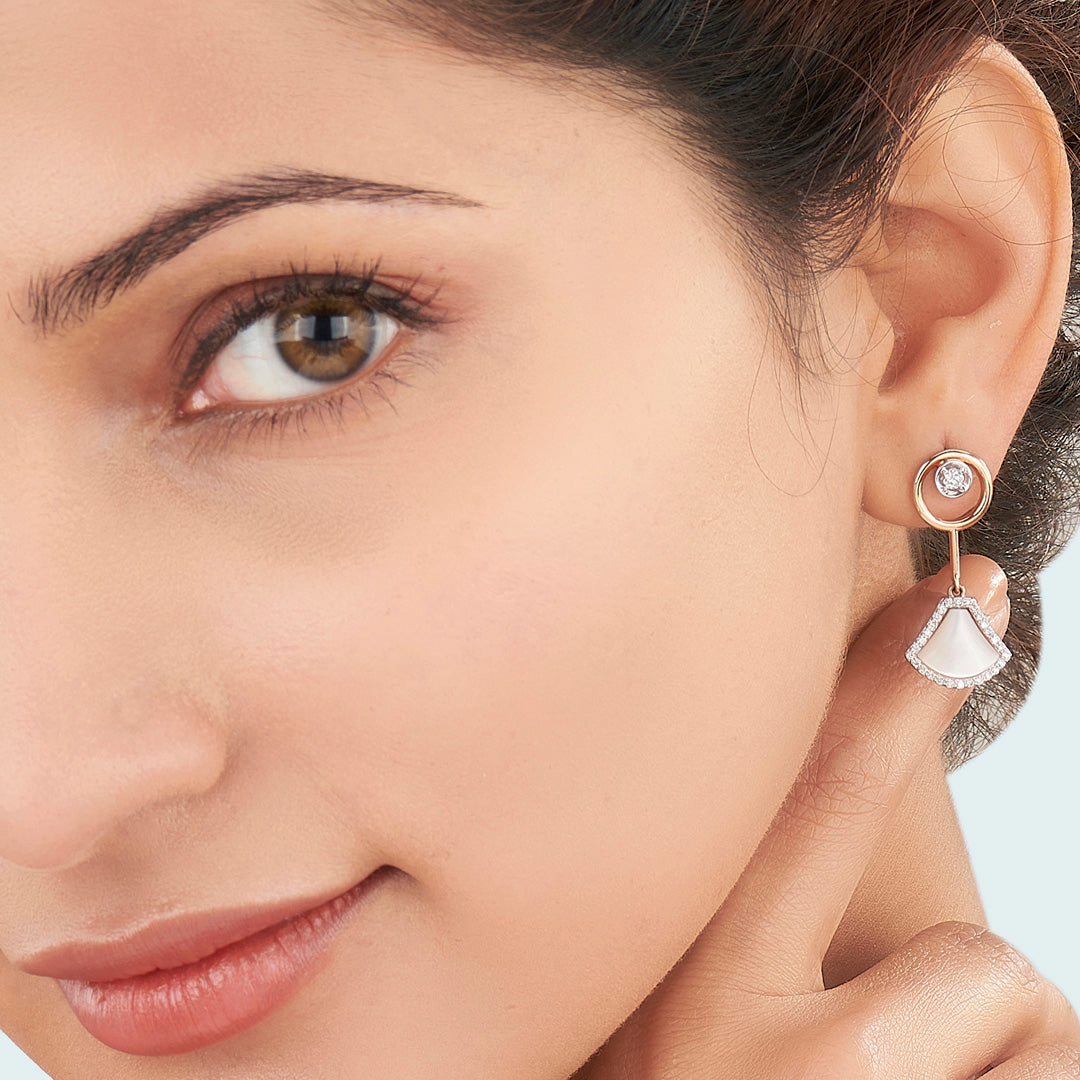 Opal Grace Rose Gold Dangler Diamond Earring For Women