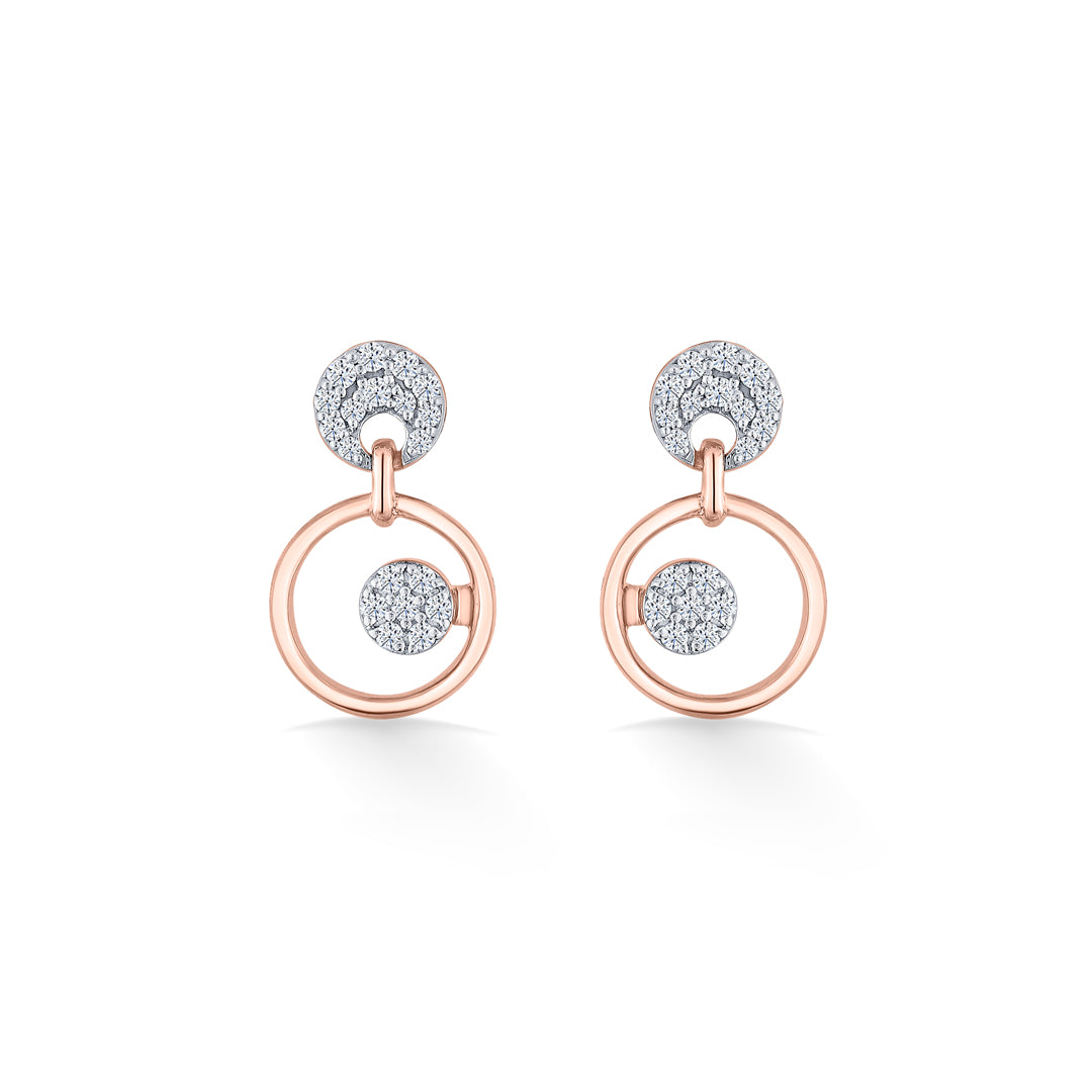 orbital spark rose gold dangler diamond earring for women