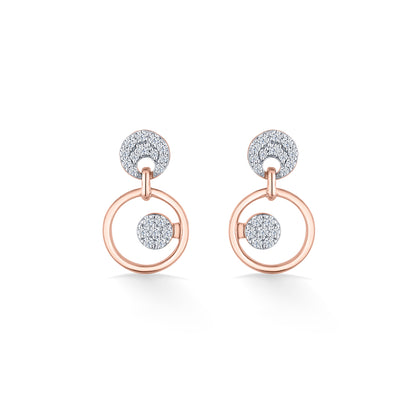 Orbital Spark Rose Gold Dangler Diamond Earring For Women