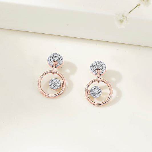 Orbital Spark Rose Gold Dangler Diamond Earring For Woman