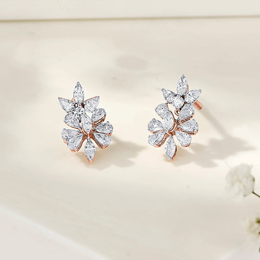 Prismatic Blossom Yellow Gold Stud Earring for Woman