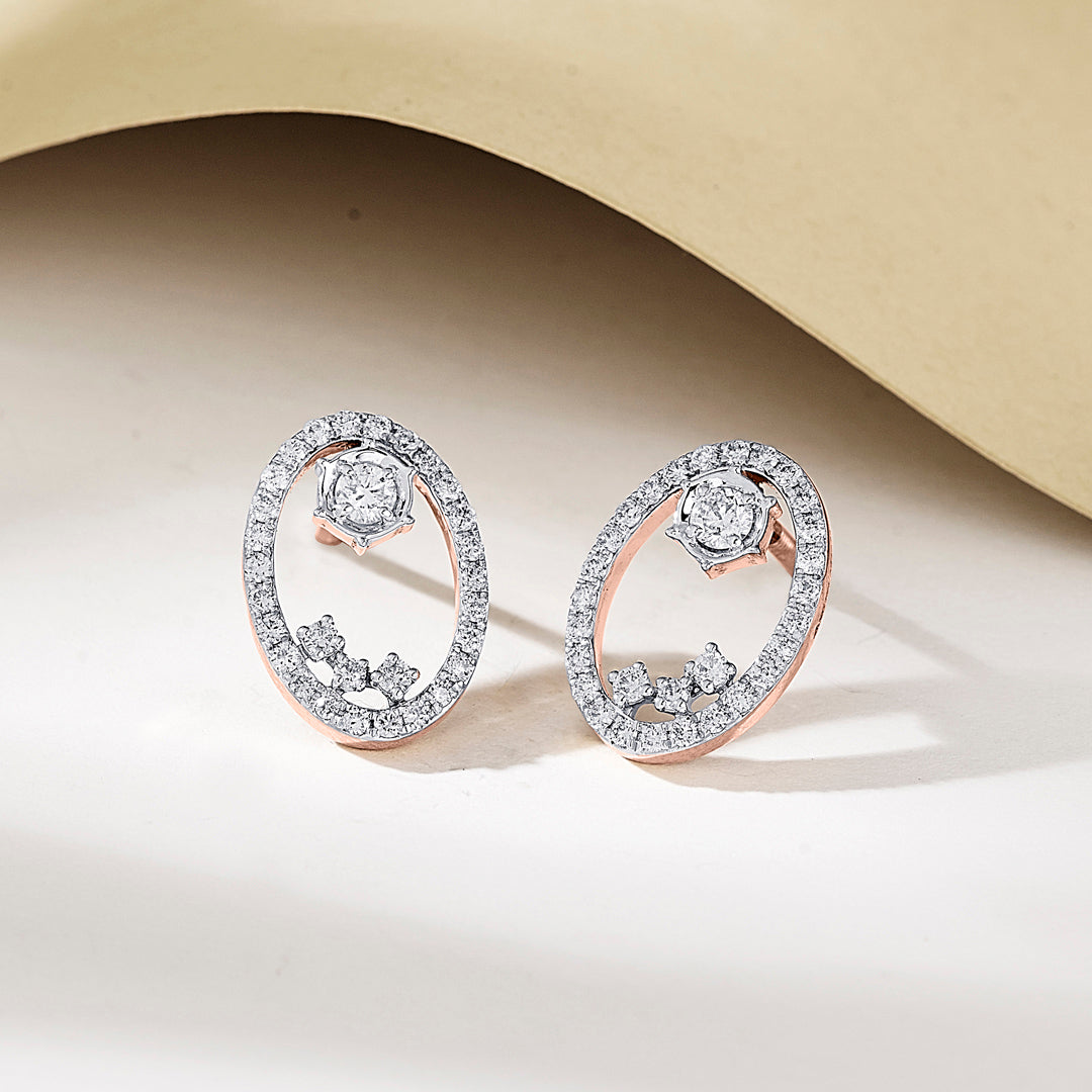 Ethereal Oval Rose Gold Stud Diamond Earring For Women
