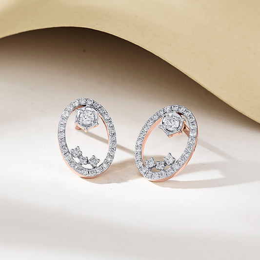 Ethereal Oval Rose Gold Stud Diamond Earring For Woman