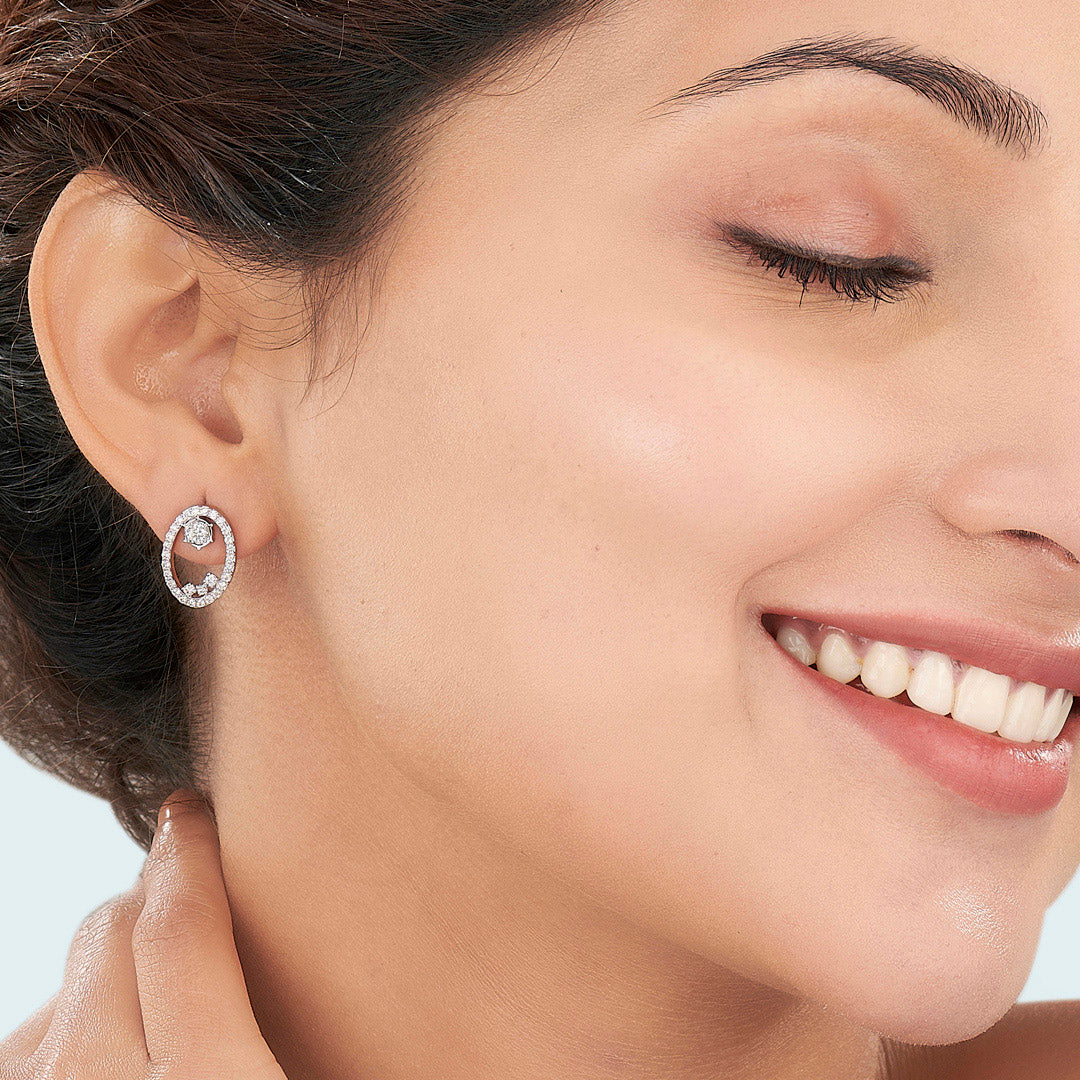 Ethereal Oval Rose Gold Stud Diamond Earring For Women