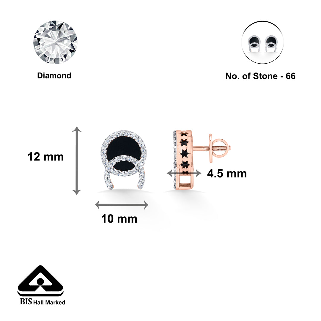dark radiance rose gold stud diamond earring for woman