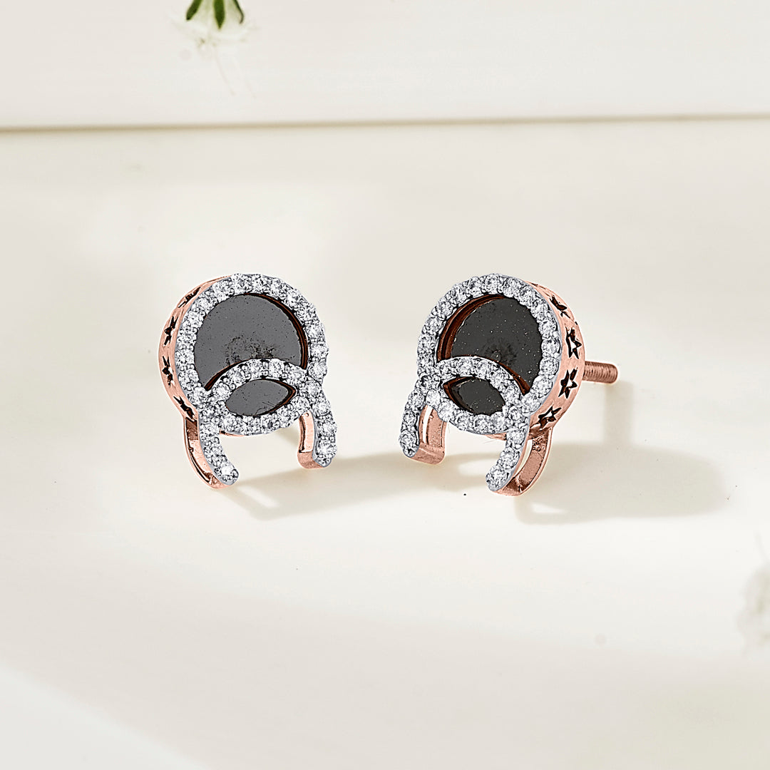 Dark Radiance Rose Gold Stud Diamond Earring For Women