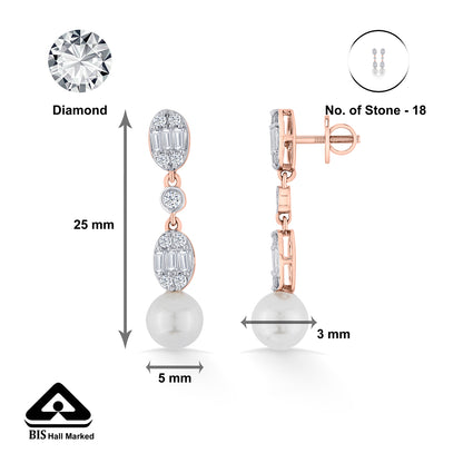 Seraphine Glow Rose Gold Dangler Diamond Earring For Woman