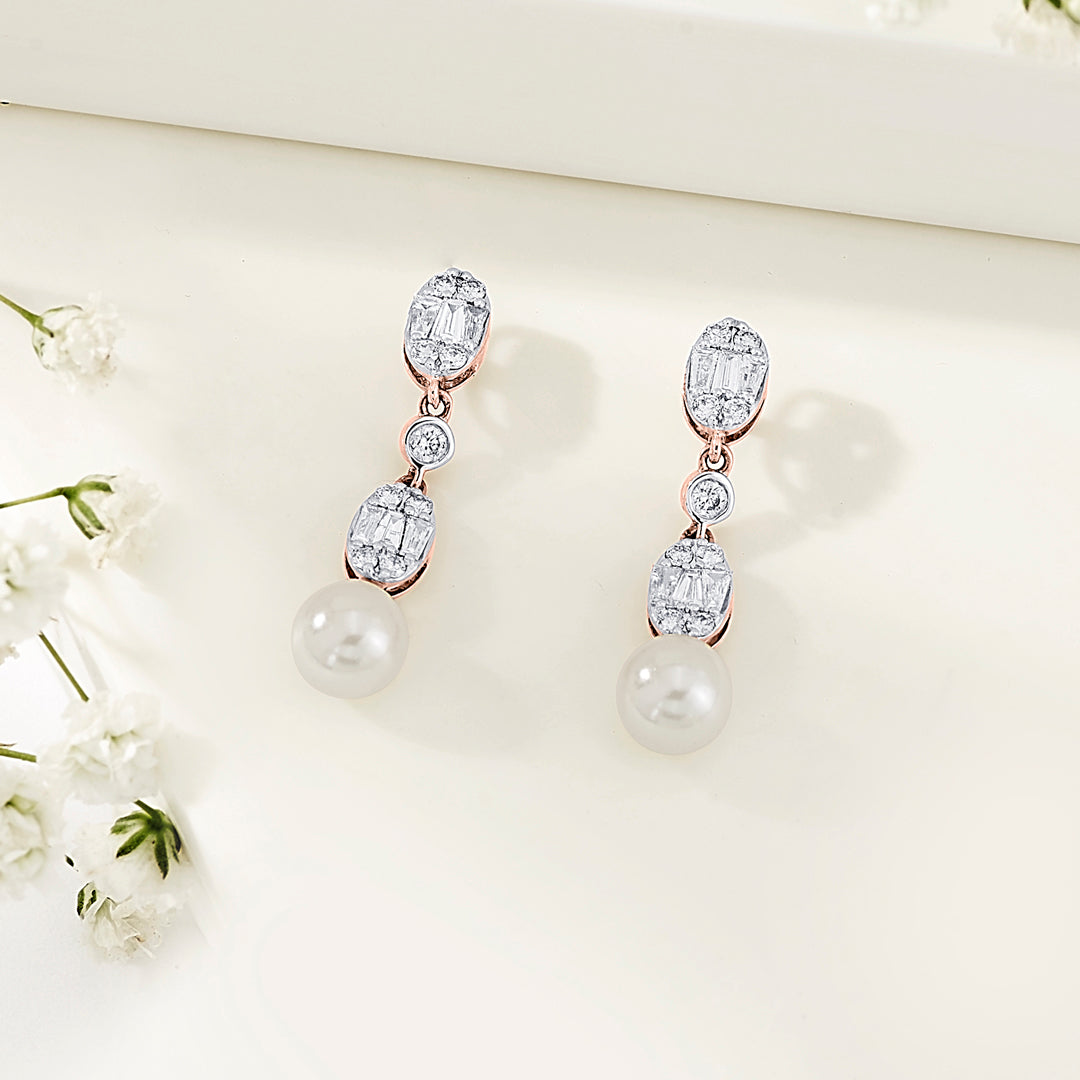 Seraphine Glow Rose Gold Dangler Diamond Earring For Women