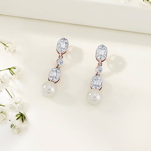 Seraphine Glow Rose Gold Dangler Diamond Earring For Woman