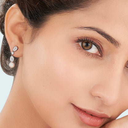 Seraphine Glow Rose Gold Dangler Diamond Earring For Woman