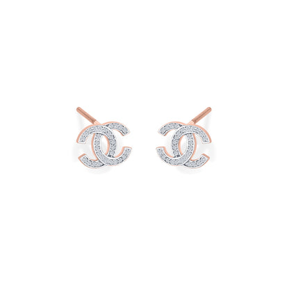 Entwined Charm Gold & Diamond Stud Earring For Woman