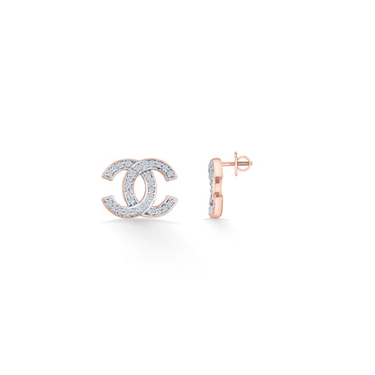 Entwined Charm Gold & Diamond Stud Earring For Woman