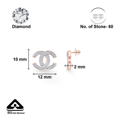 Entwined Charm Gold & Diamond Stud Earring For Woman