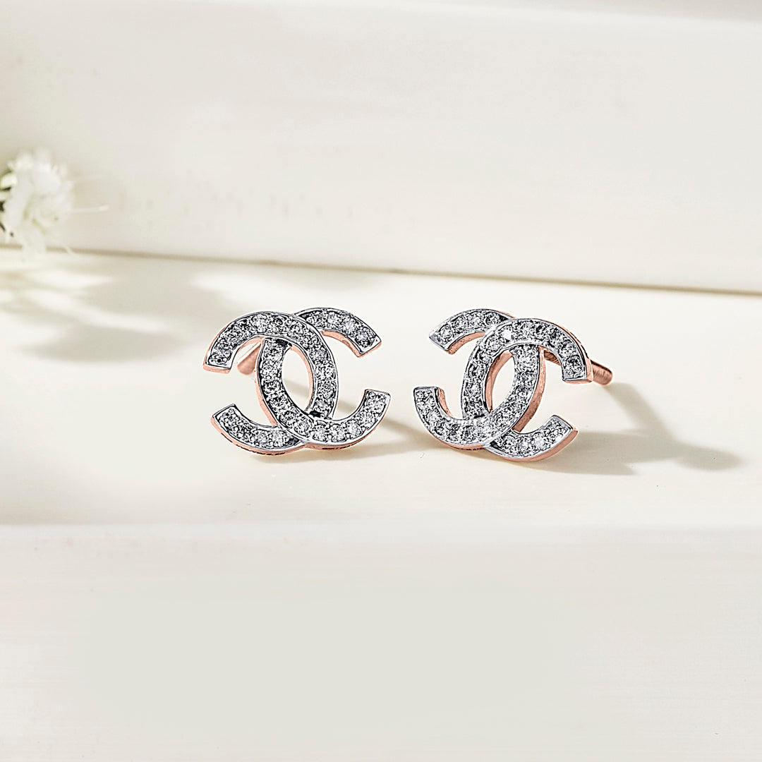 Entwined Charm Gold & Diamond Stud Earring For Women