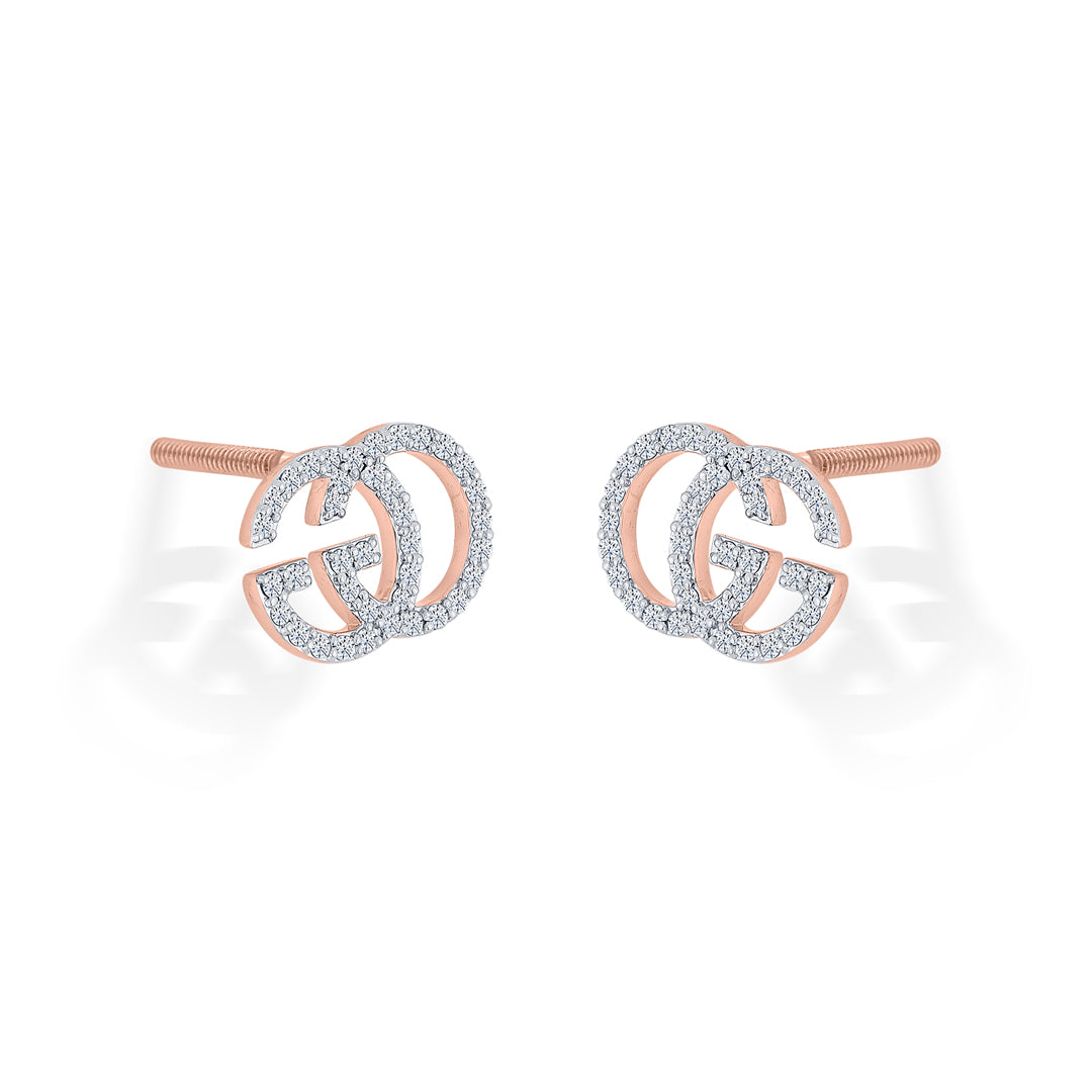 glitz grace rose gold stud diamond earring for woman