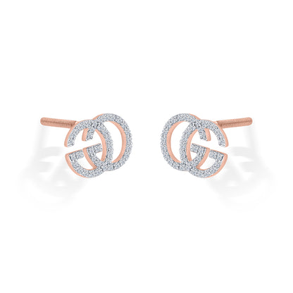 Glitz Grace Rose Gold Stud Diamond Earring For Woman