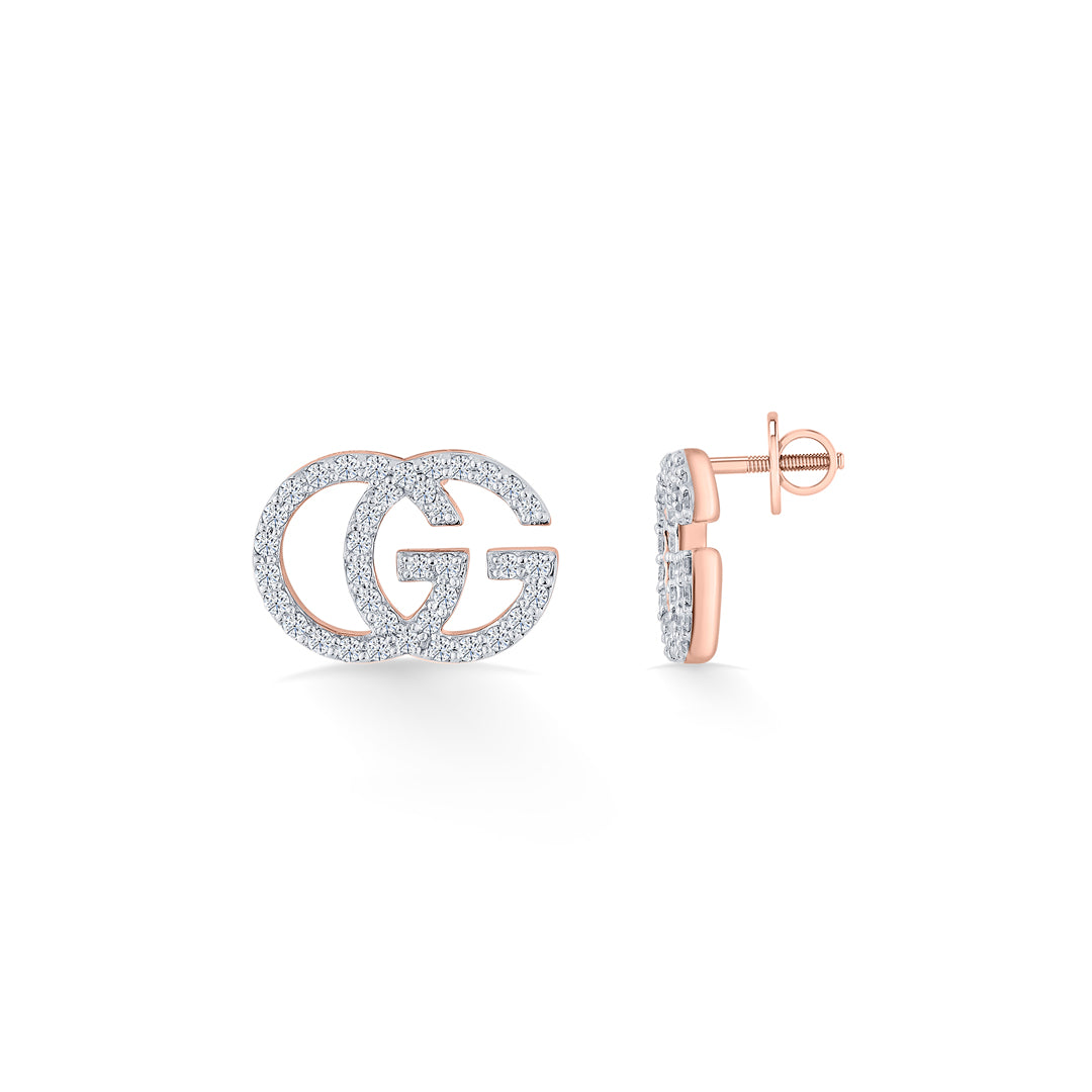 glitz grace rose gold stud diamond earring for woman