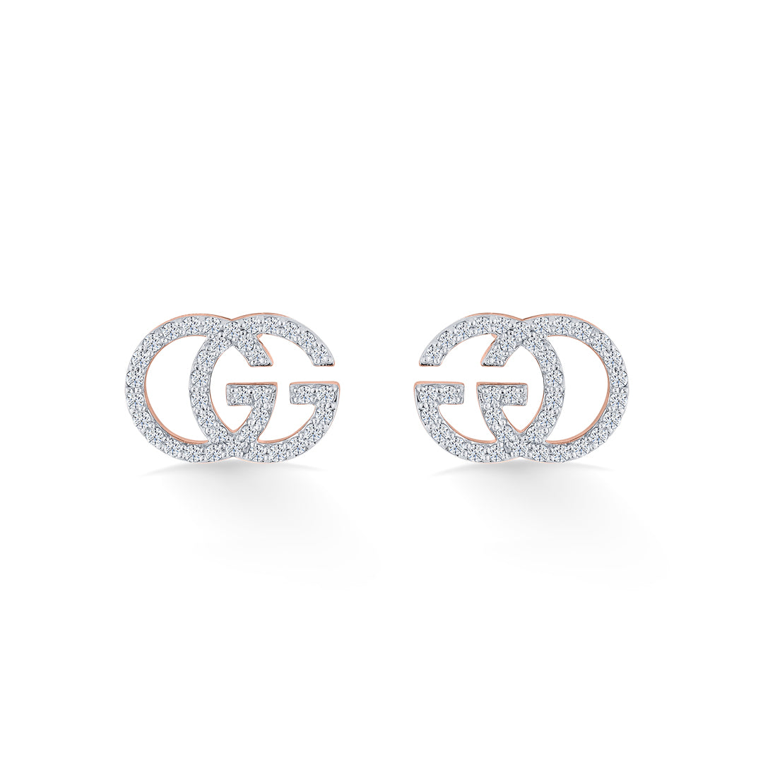 glitz grace rose gold stud diamond earring for women