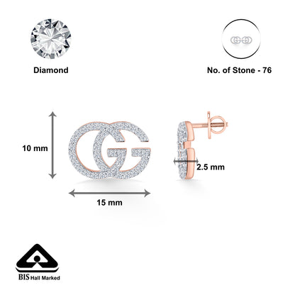 Glitz Grace Rose Gold Stud Diamond Earring For Woman