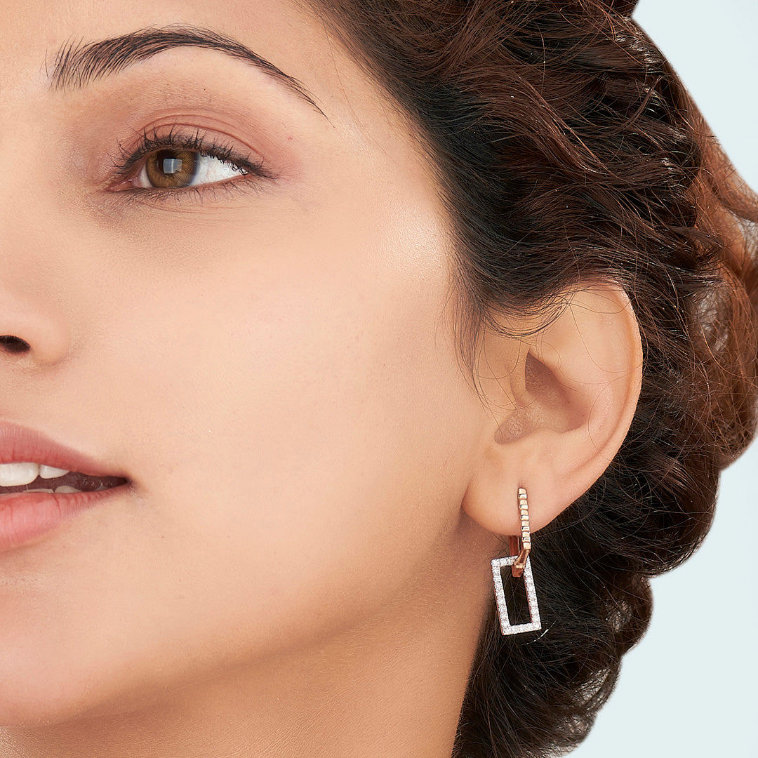 celestial outline gold & diamond stud earring for woman