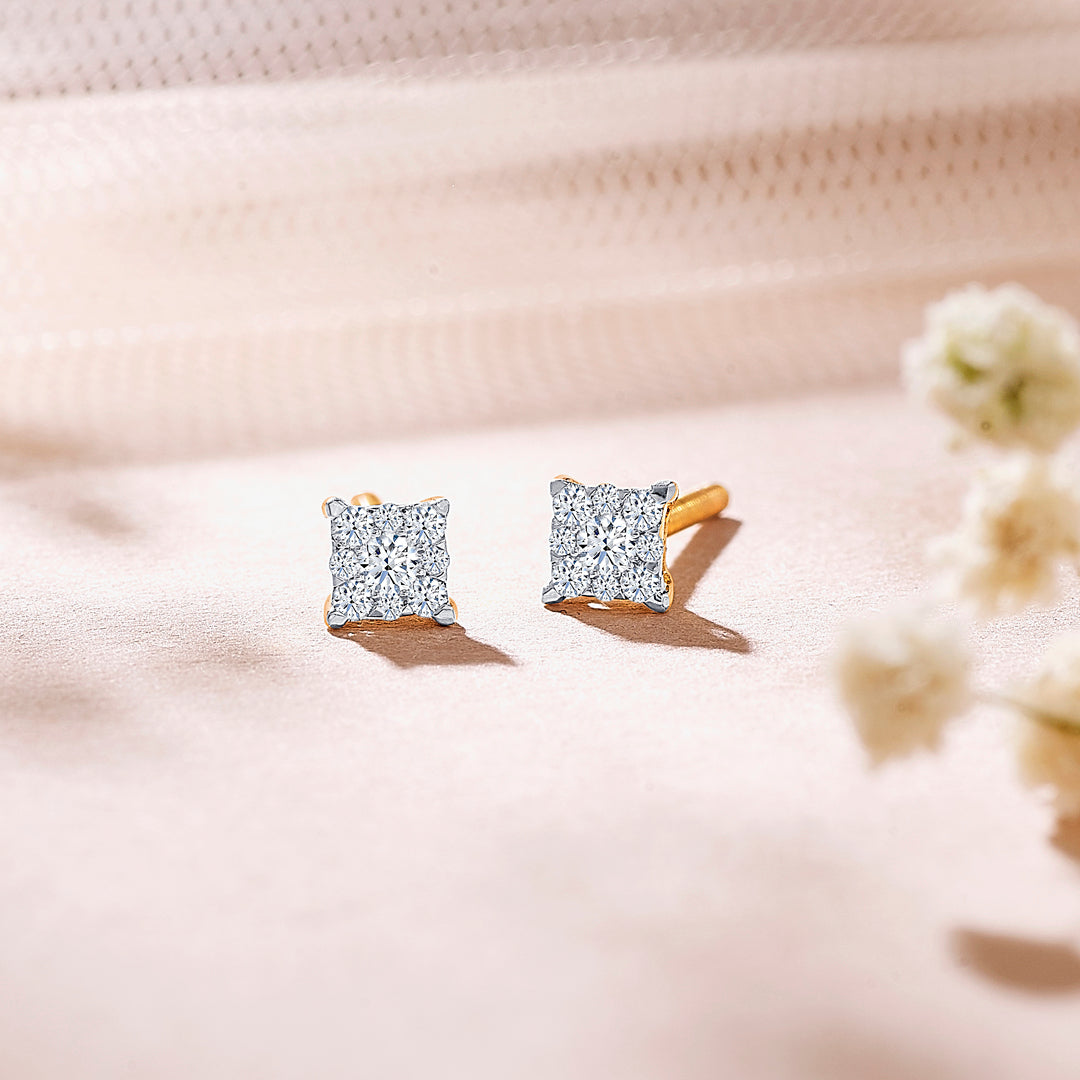 clarion dews gold & diamond stud earring