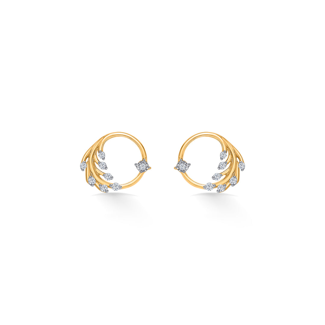 Opal Gold & Diamond Stud Earring For Women